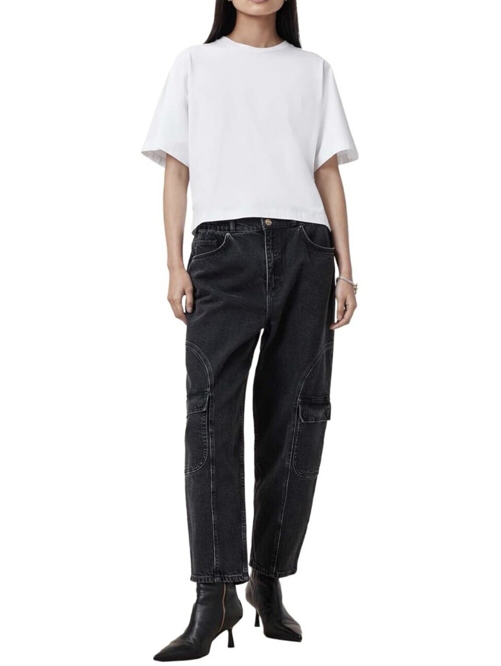 ALLSAINTS Daisy Mae Tapered Jeans in Washed Black Women’s US Size 8 $229 - Picture 4 of 16